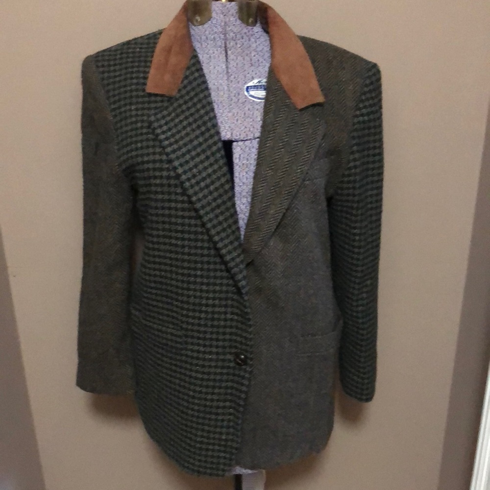 Vintage wool sports coat multi pattern